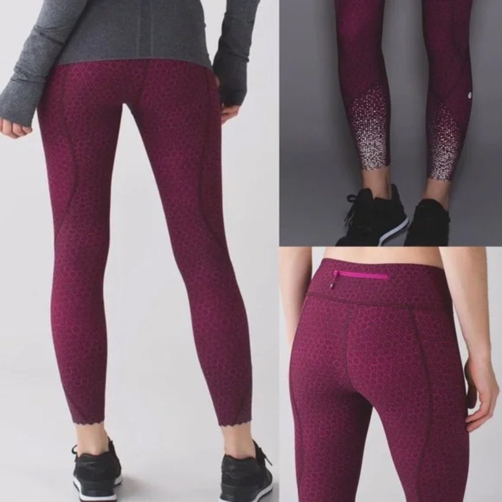 Lululemon Tight Stuff Crop Scallop Reflective Leggings